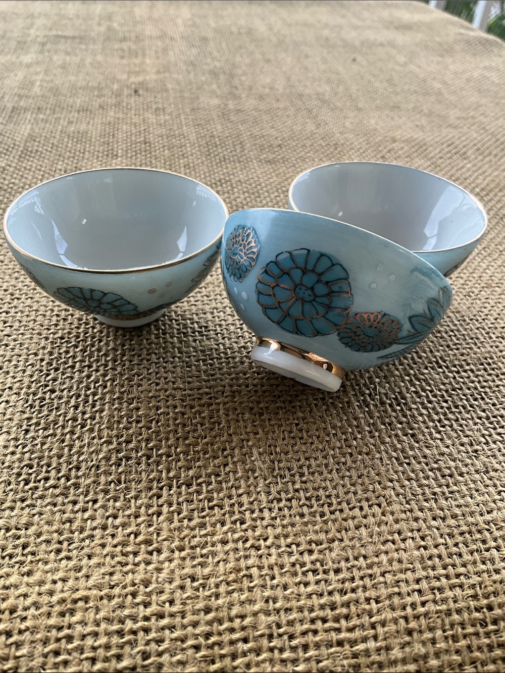 Set of 3  real Porcelain kutani with Floral Motif